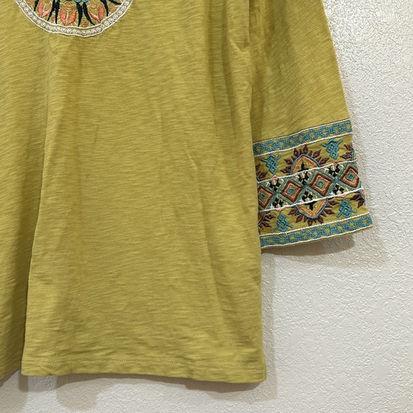 SOFT SURROUNDING WOMENS SUNRISE TUNIC TOP LIME EMBROIDERED SZ SMALL - Picture 4 of 10